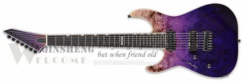 Sol el elektro gitar 7 dize gitar maun gövde, akçaağaç boyun, burled akçaağaç üst, abanoz klavye,kemik somun 48mm,24 fets 1