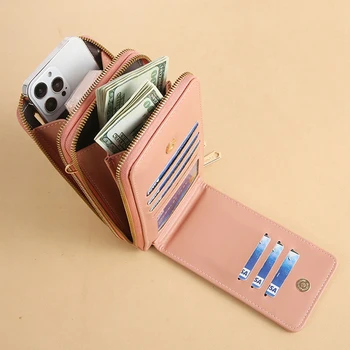 Sıcak Moda Ekran Dokunmatik Telefon omuzdan askili çanta Kadın PU deri postacı çantası Bayanlar Marka Tasarım kart tutucu Mini Çanta Kadın