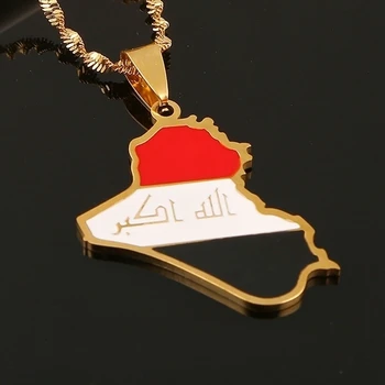 Erkek moda bayrak desen altın kolye kolye Irak Cumhuriyeti