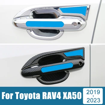 ABS Karbon Araba Kapı Kolu kase kapağı Koruma Trim Çıkartmalar Aksesuarları Toyota RAV4 2019-2021 2022 2023 RAV 4 XA50 Hibrid 2