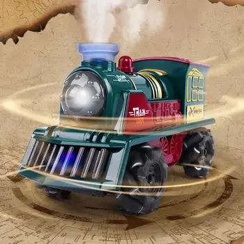 Araba Tren Oyuncak Çocuklar İçin Şarj Edilebilir Dublör Elektrikli Tren Oyuncak Uzaktan Kumanda İle Simülasyon Kükreyen Buharlı Tren