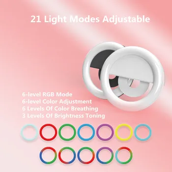 Taşınabilir RGB Renkli Flaş Aydınlatma LED Selfie Halka Lamba Cep Telefonu İçin YouTube Vlog Cep Telefonu Canlı Fotoğraf Dolgu Lambası