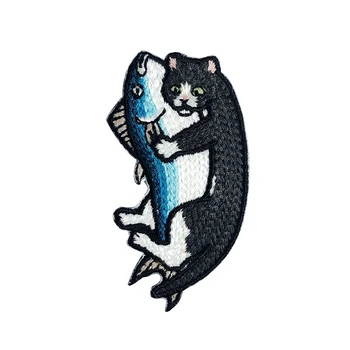 Sevimli Kedi Nakış Yama Demir on Sticker Giysi için Hayvan Motifi Aplike Ceket