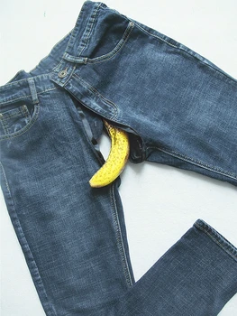 Açık Seks Pantolon Erkekler için Kot Crotchless Gizli Fermuar Çift Kalma Erotik Kostüm Komik Denim Pantolon Açık Kasık Pantolon 1