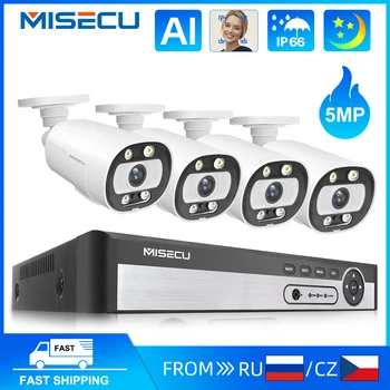 MISECU 8CH 5MP POE CCTV Güvenlik Kamera Sistemi Akıllı AI Yüz Algılama İki Yönlü Ses Açık Video Gözetim Kamera Kitleri P2P