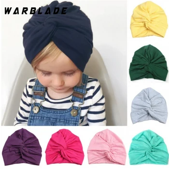 Yeni Tasarlanmış Sevimli Bebek Şapka Pamuk Yumuşak Türban Düğüm Kız Yaz Şapka Bohem tarzı Çocuklar Yenidoğan Kap bebek kızlar için 2