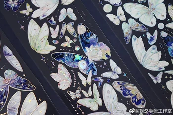 10 M Bahar Kelebek Glitter Parlak Gökkuşağı PET Bant Kolaj Kart Yapımı Dekorasyon