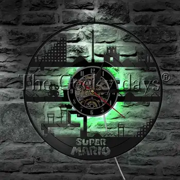 Mantar Retro Macera Aksiyon Oyunu Vinil Kayıt duvar saati Modern Duvar Lambası video oyunu LED Gece Lambası