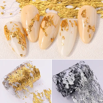 1 Kutu Gümüş Altın Alüminyum Folyo Tırnak Çıkartmalar 3D Örgü Çıkartmalar Glitter Hattı Aksesuarları Nail Art Çıkartması Sarar DIY Dekorasyon 2