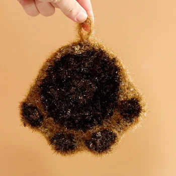 2 ADET / GRUP Kore Yüksek Verimli Anti-gres Kahverengi ayı Şekli Bulaşık Bezi Akrilik Yıkama Havlu Sihirli Mutfak Temizleme silme bezi