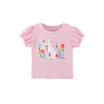 2-8 Yıl Bebek Kız Pamuklu T-shirt Çocuklar Unicorn Baskı T Shirt Kızlar İçin Çocuk Tees Yaz Kısa Kollu Üstleri Bebek Giyim 0