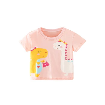 2-8 Yıl Bebek Kız Pamuklu T-shirt Çocuklar Unicorn Baskı T Shirt Kızlar İçin Çocuk Tees Yaz Kısa Kollu Üstleri Bebek Giyim 5