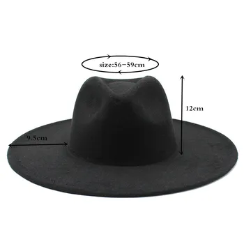 Klasik Geniş fötr şapka Şapka Siyah beyaz Yün Şapka Erkekler Kadınlar Ezilebilir Kış Şapka Derby Düğün Kilise Caz Şapka