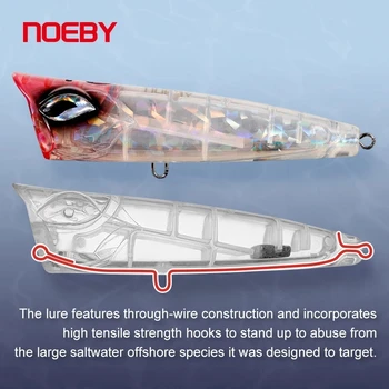 NOEBY Yeni 3 adet Büyük Oyun 15 cm 86g Üst Su Popper Lures Yemler Balıkçılık Wobblers Mücadele NBL9550 5