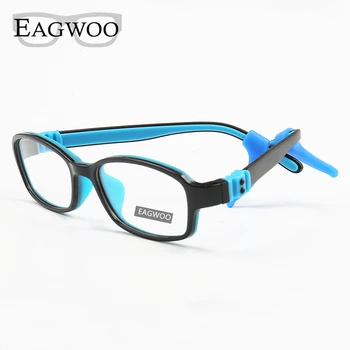 EAGWOO Silikon Yumuşak Gözlük Çocuk Küçük Dikdörtgen Optik Çerçeve Gözlük Erkek Kız Tapınak Reçete Gözlük Çerçevesi 999