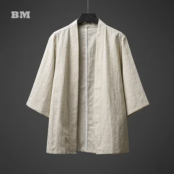 2021 Çin Tang Takım Elbise Geliştirilmiş Hanfu Etnik Tarzı Artı Boyutu Yol Elbisesi Harajuku Hırka Yaz Tai Chi Gömlek Erkek Giyim