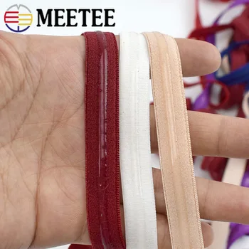Meetee 5 / 10M 12mm İç Çamaşırı Sutyen Elastik Bant Silikon kaymaz Kayış Lastik Bant Streç Dantel Dokuma DIY Kemer Aksesuarları