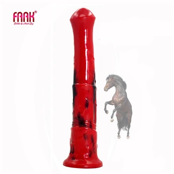 FAAK hayvan at penis silikon uzun gerçekçi yapay penis renkli kırmızı ve siyah enayi horoz anal seks oyuncakları erkekler kadınlar için çiftler 1