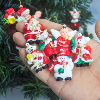 6 adet Mini Noel Baba Kardan Adam Minyatür Noel Ağacı askı süsleri Kolye Çocuk Hediyeler Bebek Asmak Süslemeleri Ev için Noel