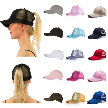 Glitter At Kuyruğu beyzbol şapkası Bayan Dağınık Topuz Ayarlanabilir Snapback Hip Hop Şapka ızgara Beyzbol Rahat Bayanlar Spor Kapaklar Şapkalar