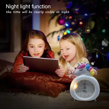 Karikatür Unicorn çalar saat Çocuk Yatak Odası Gece Lambası Masa Saati Çocuklar Dijital saat ev dekoru Noel doğum günü hediyesi