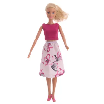 2 adet / takım Barbie Bebek Etek Kesim bel Kısa Üst Moda gündelik giyim, Bebek Aksesuarları İçin 11 inç Bebek,Hediyeler İçin Kız, Backless