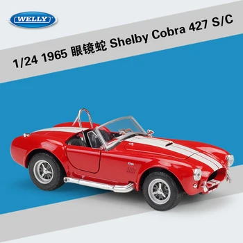 Welly Diecast 1: 24 Simülatörü Klasik Metal 1965 Shelby Cobra 427 Model Araba Alaşım Oyuncak Araba Spor Araba Çocuklar İçin Hediye Koleksiyonu