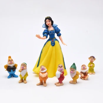 8 Adet / takım Disney Prenses Kar Beyaz ve Yedi Cüceler Karikatür Aksiyon Figürleri Bebek Figürleri Model Oyuncaklar Kek Dekorasyon Hediyeler