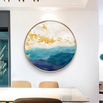 Iskandinav Mavi Altın Mermer Doku Soyut duvar sanatı tuval yağlıboya Posterler ve Baskılar Modern Oturma Odası Ev Dekorasyon İçin 3