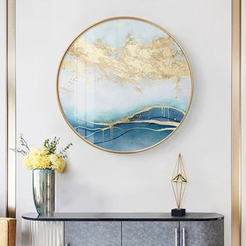 Iskandinav Mavi Altın Mermer Doku Soyut duvar sanatı tuval yağlıboya Posterler ve Baskılar Modern Oturma Odası Ev Dekorasyon İçin 5
