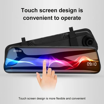10 inç Akışlı Medya Çizgi Kam Çift lensli Sesle etkinleştirilen Tam Ekran Dokunmatik 1080P 170° Geniş Açılı Ayna Çizgi Kam 2022 Yeni 1