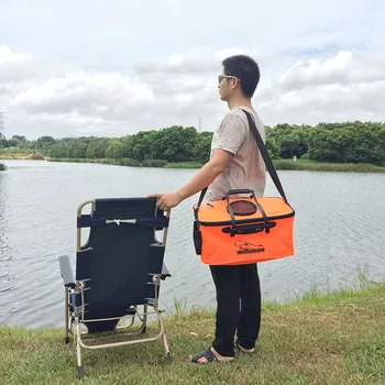 Katlanır balıkçı çantası Taşınabilir Fermuar Balıkçılık Kova Açık EVA Su Geçirmez Canlı Balık Saklama Kutuları olta kutusu Ekipmanları 0