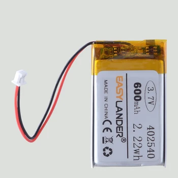 XHR-2P 1.25 mm 3.7 V 600mAh 402540 Lityum Polimer Şarj Edilebilir Lipo li-ion pil İçin GPS MP3 Temizleyici akıllı saat Gece Lambası 0