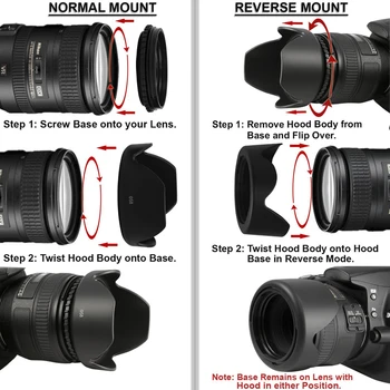Geri dönüşümlü Petal Çiçek Lens Hood 49 52 55 58 62 67 72 77 82mm Canon Nikon Sony Pentax için DSIR Kamera 0