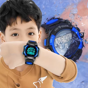 Elektronik saat Erkek Kız Çocuklar için Aydınlık Arama Askeri Spor Saatler Çocuklar için Su Geçirmez Çok fonksiyonlu dijital saat 3