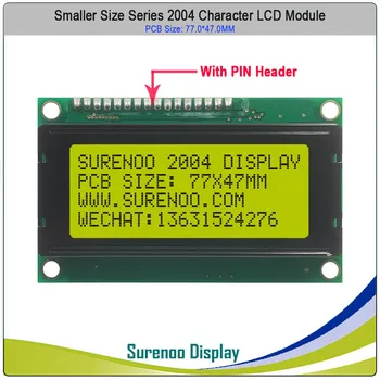 Daha küçük Boyut 77.0*47.0 MM 204 20X4 2004 Karakter LCD modül ekran Ekran LCM Mavi Sarı Yeşil LED Aydınlatmalı