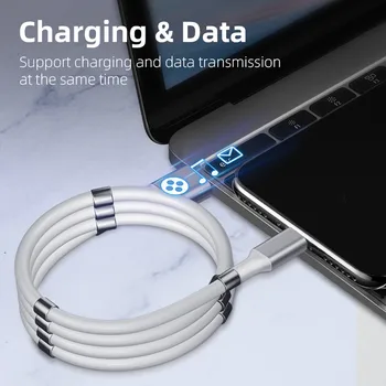 Mikro USB Tip C Manyetik Halat Kablosu, 5A Hızlı Şarj Veri İletim Kablosu Samsung S20 S21 Xiaomi Mi12 Android Huawei Tel