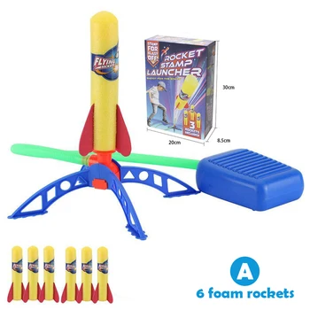 Çocuk Hava Pompası Atlama Köpük Modeli Lansmanı Launcher Roket Pop Up Oyuncak spor oyuncakları Boys İçin Çocuk Açık Roket Oyunları
