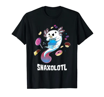 Snaxolotl T-Shirt Komik Kawaii Axolotl Gömlek Gıda Sevgilisi Hediye-erkek tişört-Siyah (1)