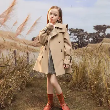 Sonbahar ve Kış çocuk Ceket Kız Mont Uzun kollu Kruvaze Ceket çocuk Gençlik Açık Rüzgar Geçirmez Ceket