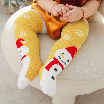Çocuk Noel Düz Çorap Mercan Polar Noel Baba Ebeveyn-çocuk Çorap Karikatür Bebek Çorap Kalınlaşmış Sıcak Uyku Çorap 2