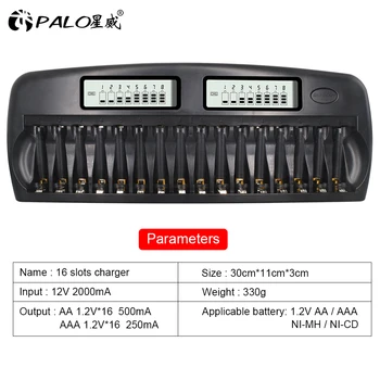 PALO 16 yuvaları AA AAA pil şarj cihazı akıllı hızlı şarj için 1.2 V AA AAA 2A 3A nı-mh nı mh piller 100 % orijinal 5