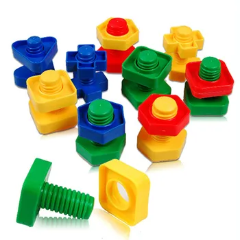 5 Set Vida yapı taşları plastik ınsert blokları somun şekli oyuncaklar çocuklar için Eğitici Oyuncaklar montessori ölçekli modeller