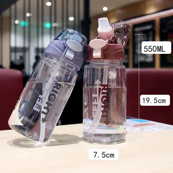 550ML Drinkware Modern Su Şişesi Saman ile Taşınabilir Halat Açık Su Şişesi Sevimli Düğme Kapağı Su Bardağı Spor Shaker