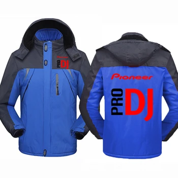Sonbahar Kış Yeni Colorblock erkek Aşağı Ceket Pioneer Pro DJ Baskılı Özelleştirilebilir Logo Hoodies Sıcak aşağı ceket erkek Rüzgar Geçirmez