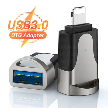 USB3. 0 Aydınlatma OTG Adaptörü iPhone 14 13 12 11 Pro XS Max XR X 8 7 6s iPad U Disk USB 3.0 Veri Adaptörü iOS 13 için yukarıda