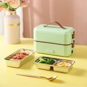 Taşınabilir Bento Kılıf İle Silikon Kolu Hızlı Pişirme Elektrikli ısıtılabilir yemek kutusu Gıda Konteyner 2