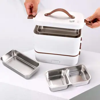 Taşınabilir Bento Kılıf İle Silikon Kolu Hızlı Pişirme Elektrikli ısıtılabilir yemek kutusu Gıda Konteyner 3