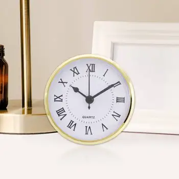 Mini Saat Ekleme 3.54 inç Sayısal Roma Araçları Altın Trim Yuvarlak Kafa Beyaz Yüz Pil