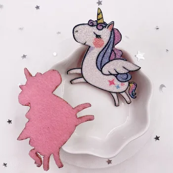 8 ADET Keçe Kumaş Gökkuşağı Glitter Serin Unicorn Aplike Düğün DIY Dikiş Yamalar Saç Yay Aksesuarları DIY El Sanatları 2